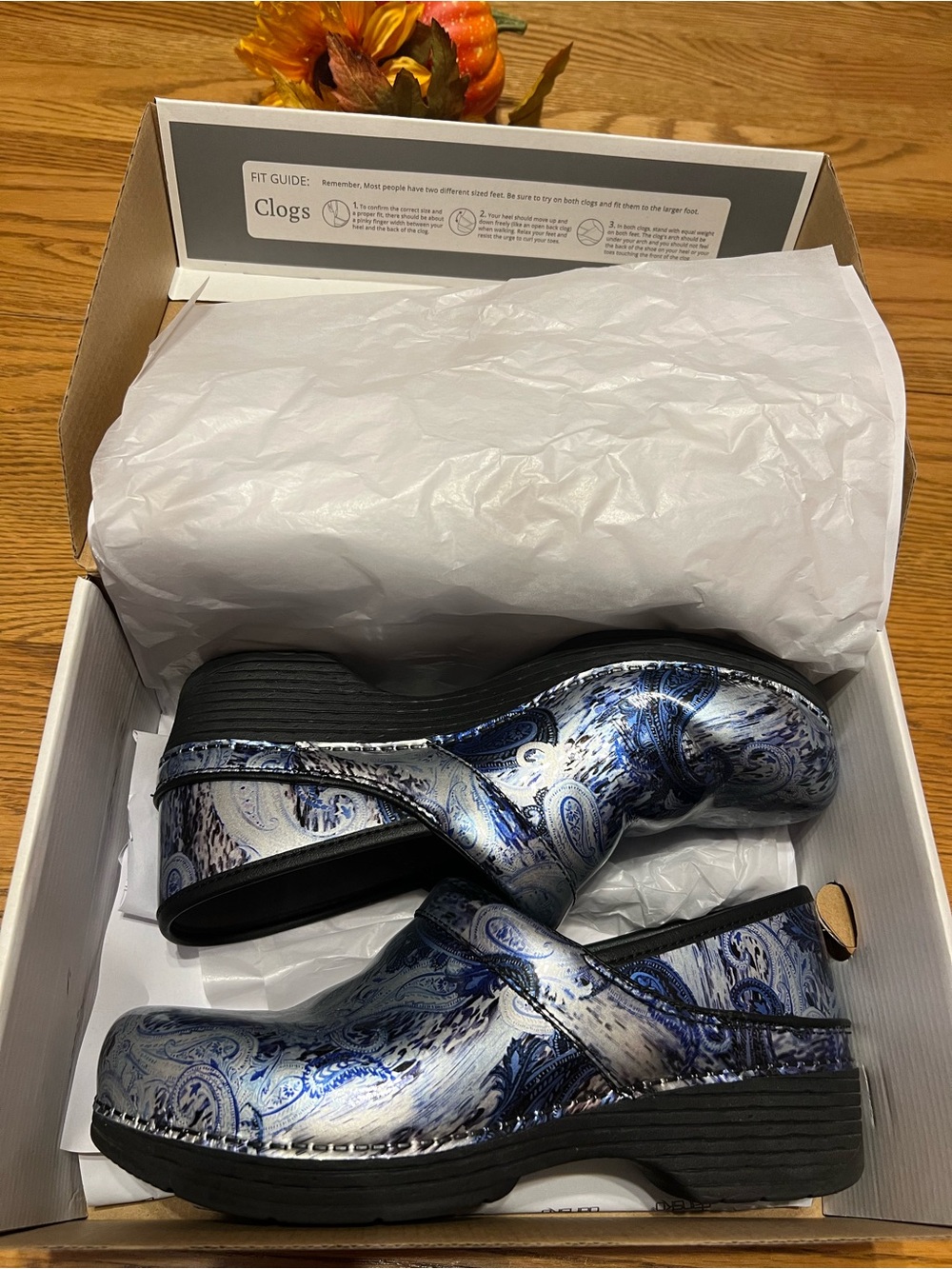 Dansko LT Pro Paisley Patent Silver/Blue Size 40